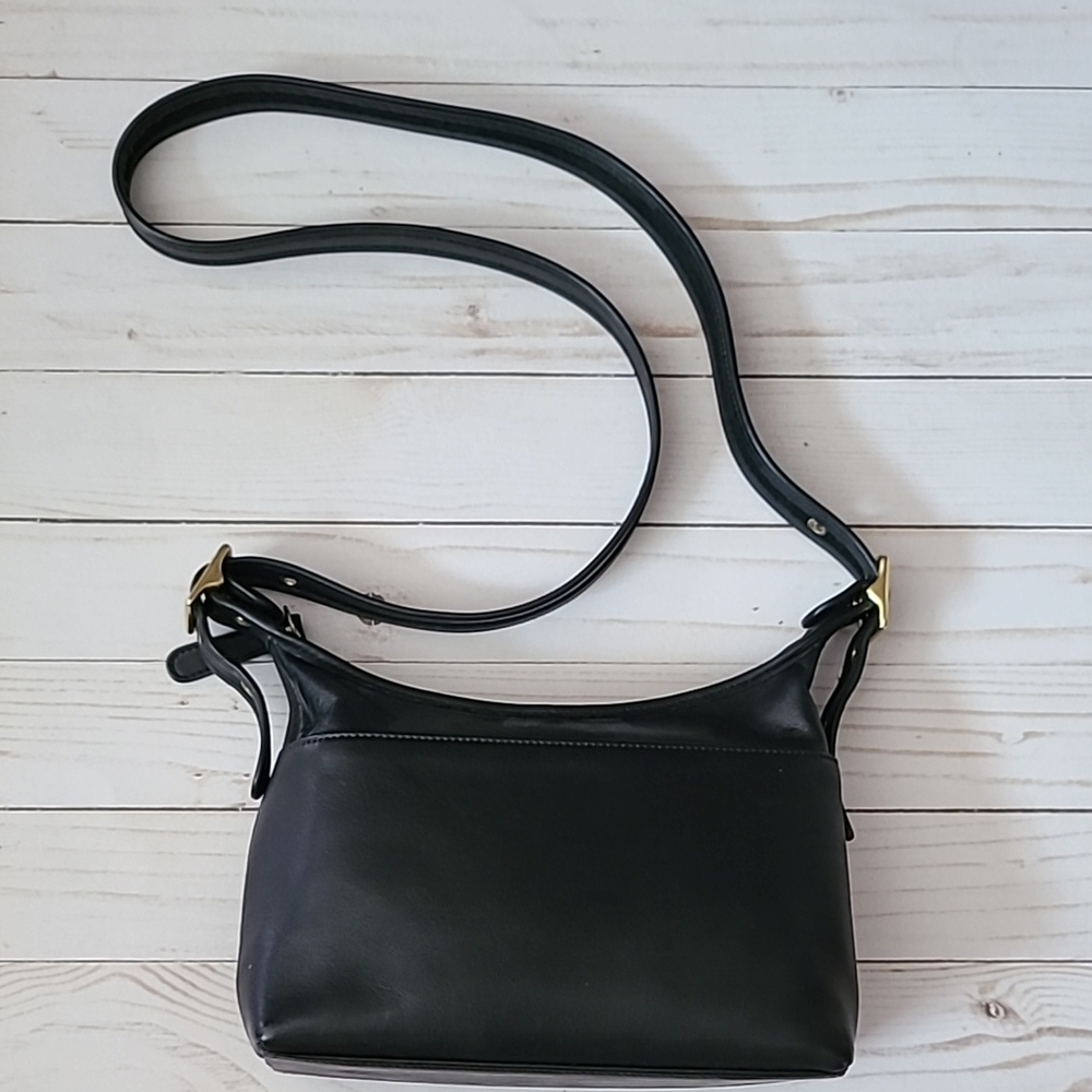 Coach Black Shoulder Crossbody Bag with Adjustable Strap and Gold Hardware